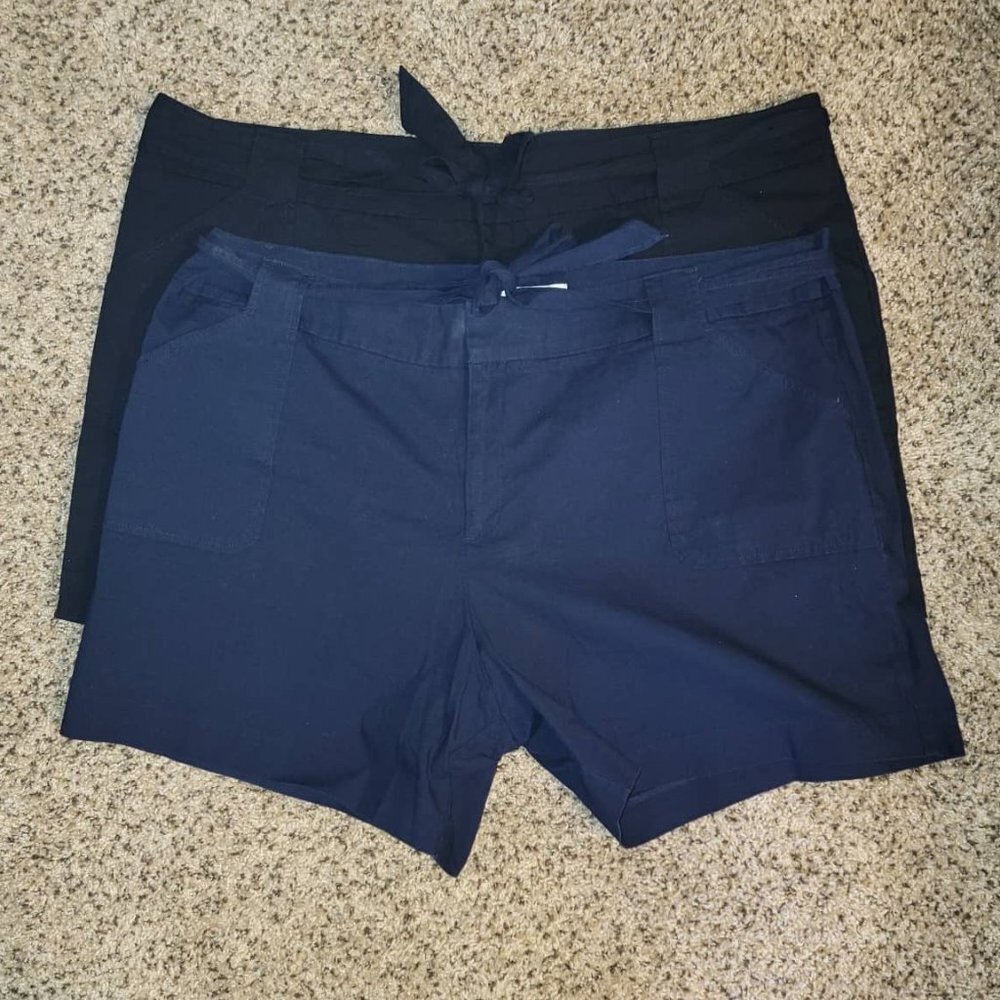 Croft and Barrow Stretch Shorts - Two Pairs - Black and Navy - New Without Tags